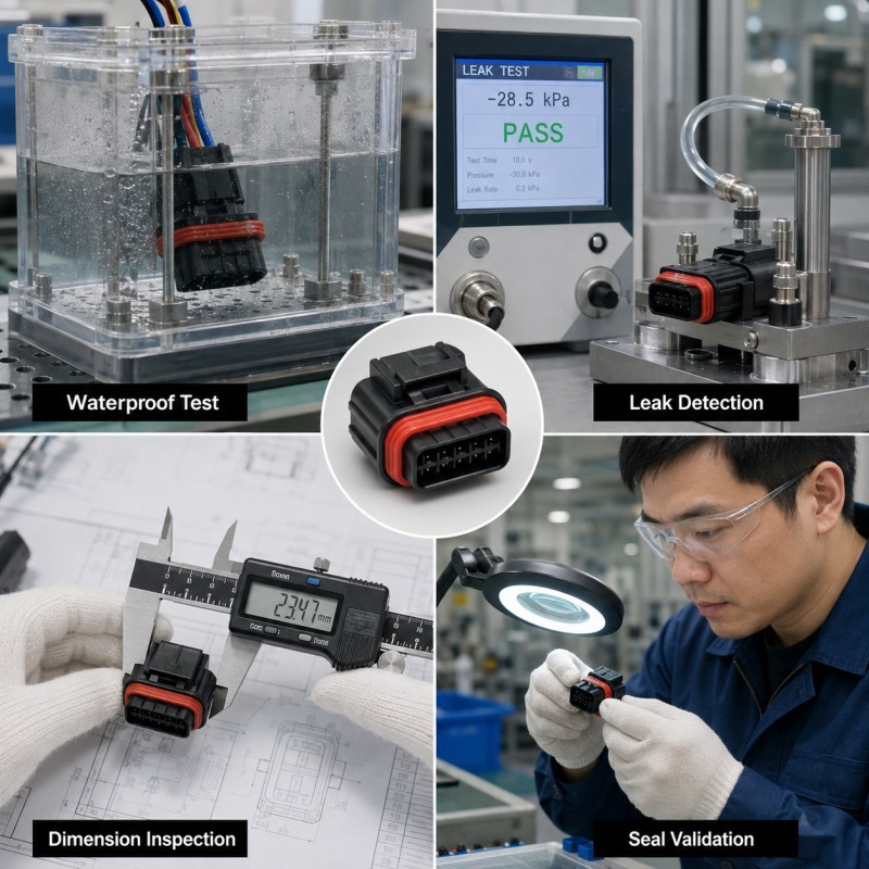 Waterproof connector quality inspection collage
