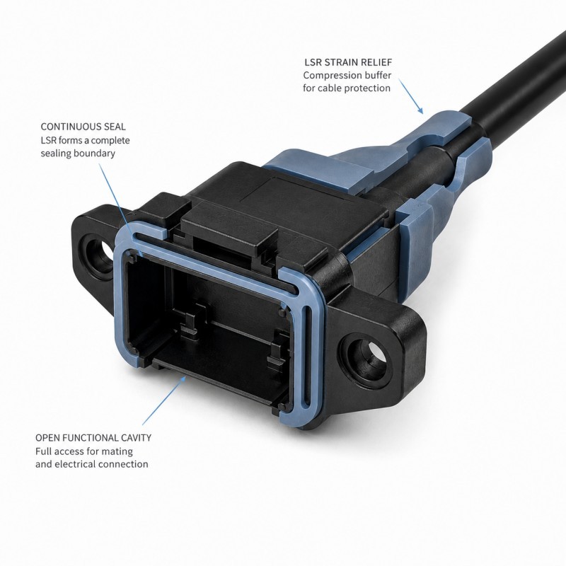LSR cable strain relief seal cross section