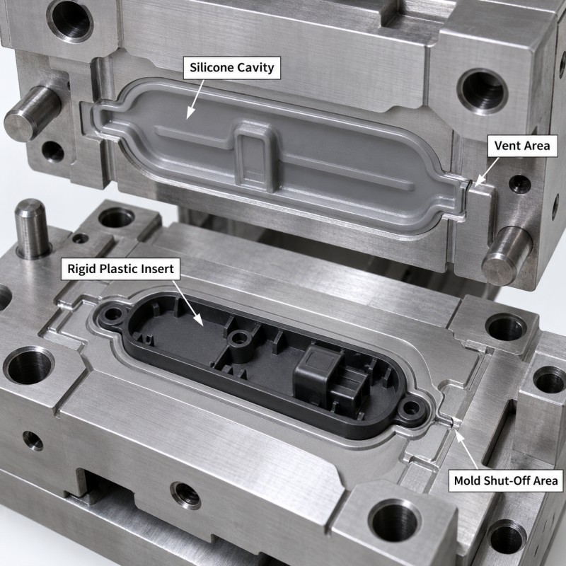LSR overmolding silicone flash around edge analysis