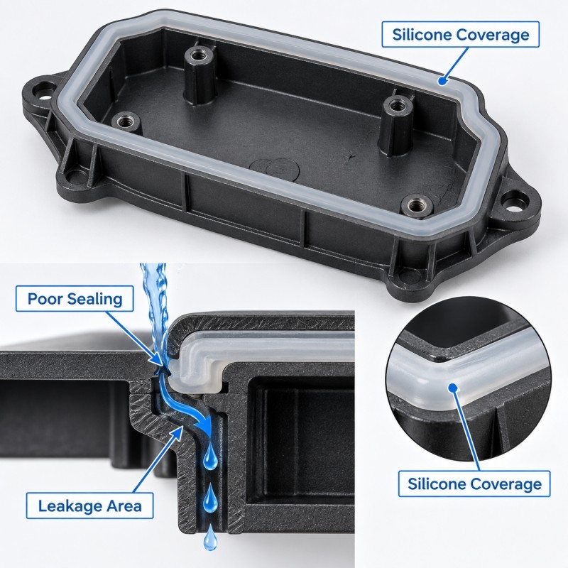 Silicone overmolding waterproof failure analysis