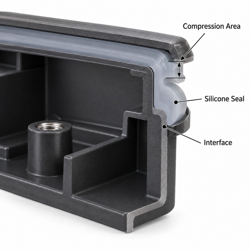 LSR overmolding sealing structure design