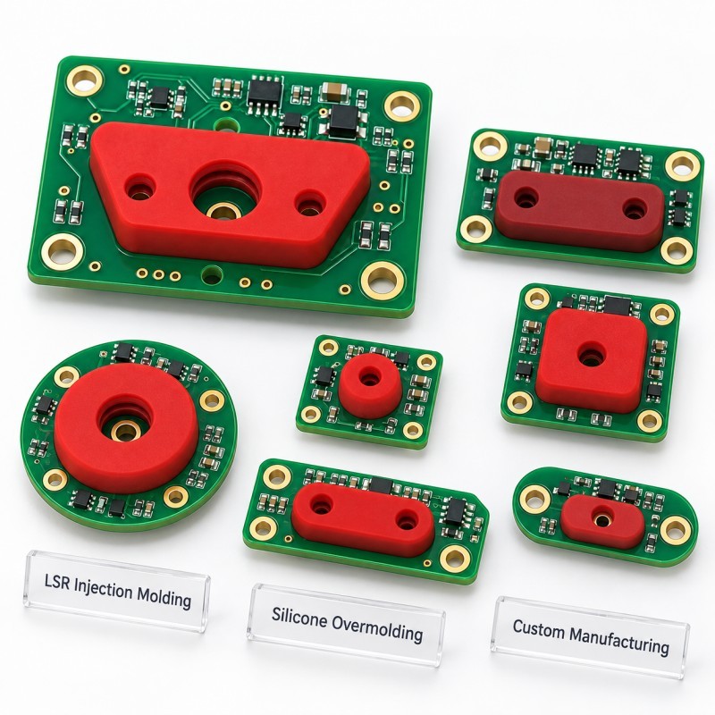 Custom electronic silicone overmolding component