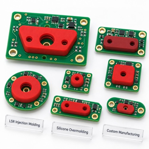 Custom LSR Overmolded PCB Silicone Waterproof Cover | Silicone Over FPC Electronic Protection Component