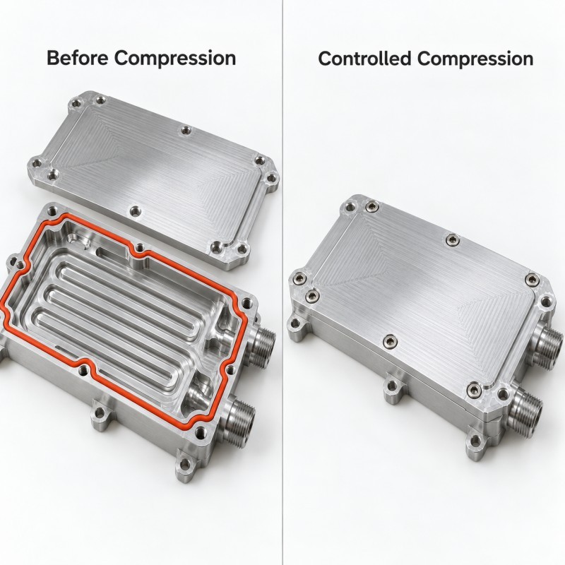 Cold plate silicone gasket compression design for liquid cooling seal