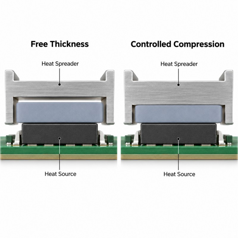 Optical module thermal pad thickness and compression stack-up design