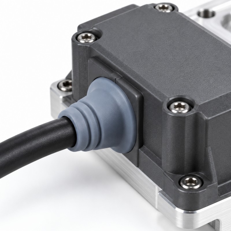 LSR overmolded cable seal for electrical feedthrough protection near liquid cooling equipment