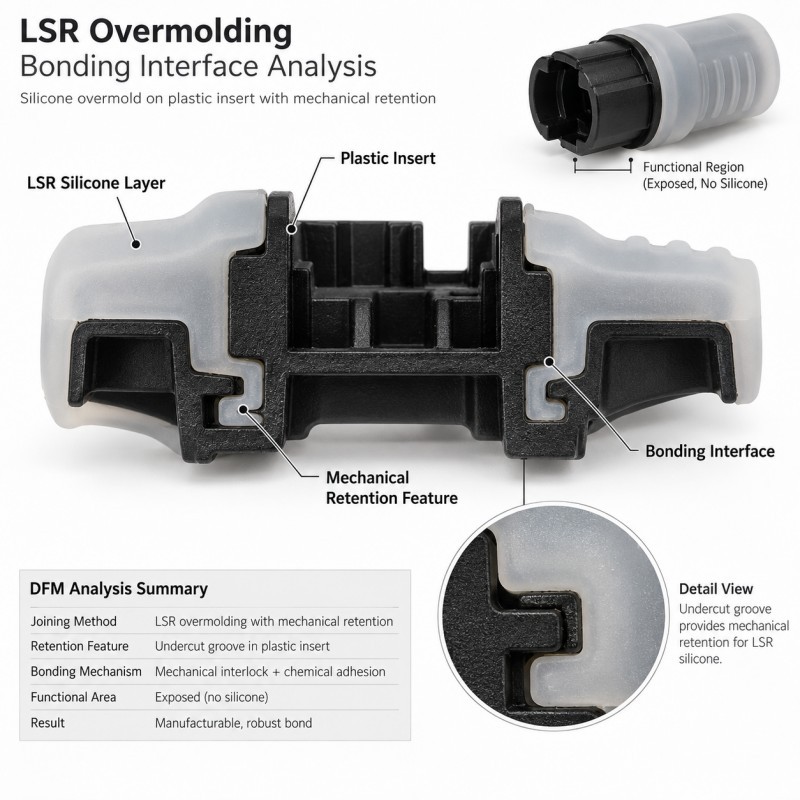 LSR overmolding bonding interface analysis