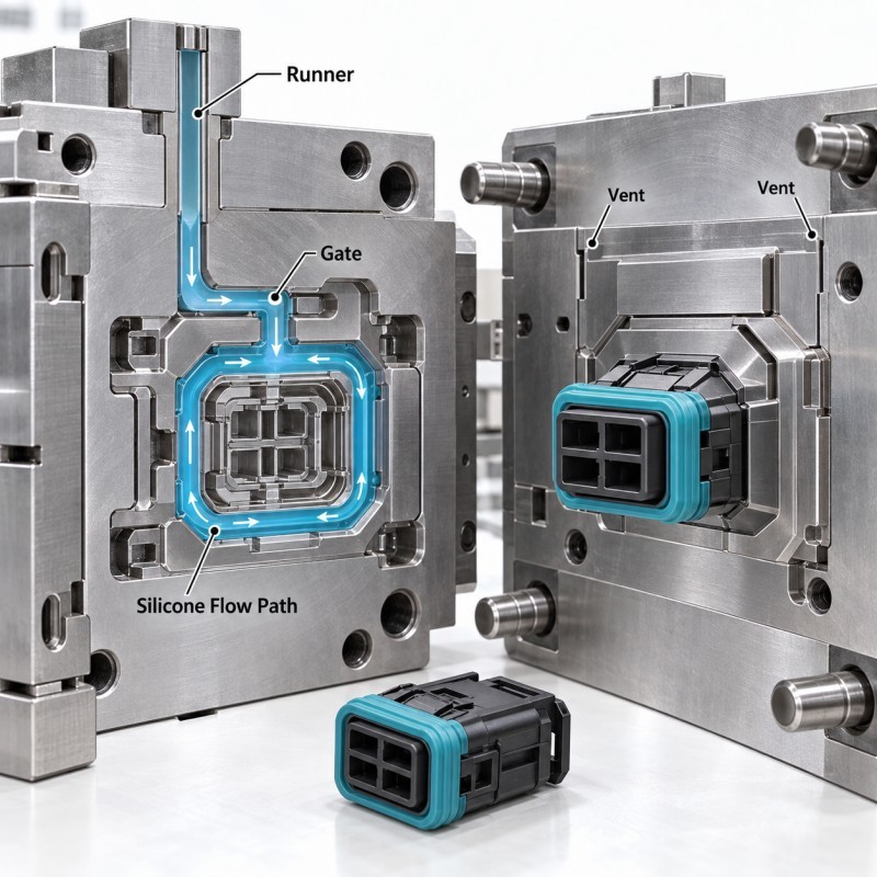 LSR mold filling and venting analysis