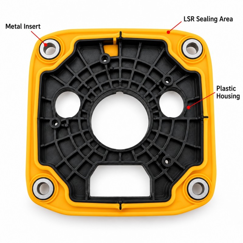 LSR sealing structure for liquid cooling system components