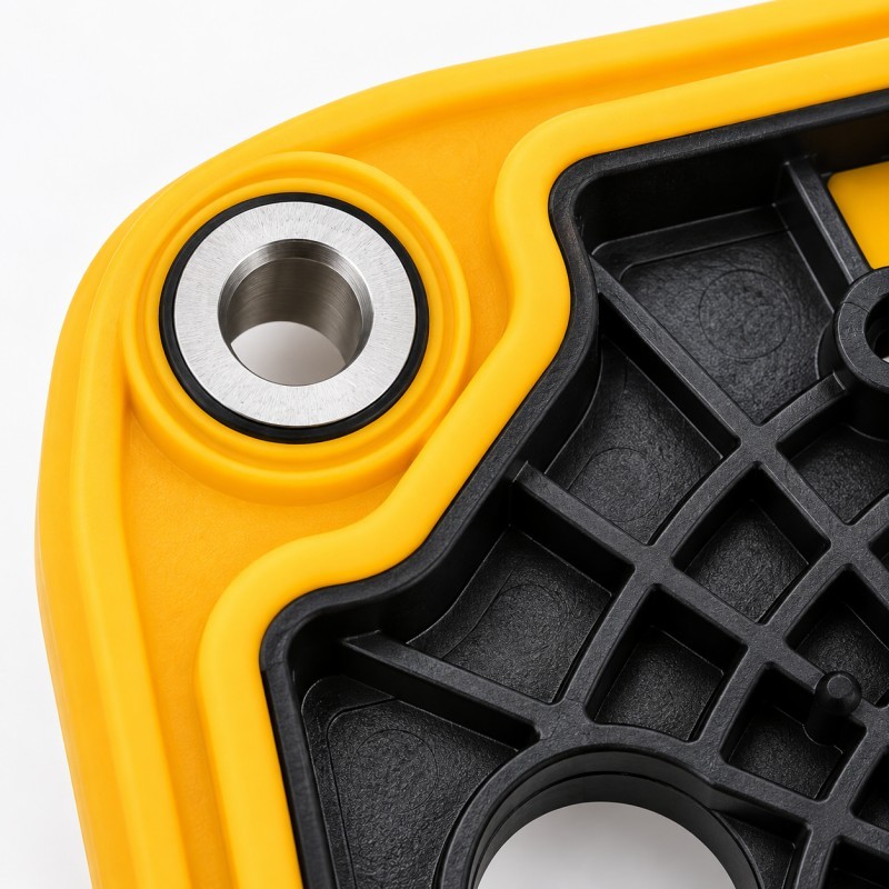 Metal and silicone overmolding interface detail
