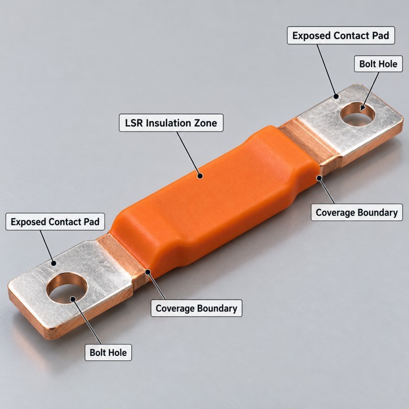 How Should LSR Overmolded Copper Busbar Insulation Be Designed Around Bolted Connections?