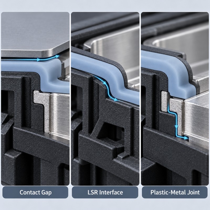 Engineering comparison of silicone contact leakage silicone bonding failure and hidden plastic metal joint leakage