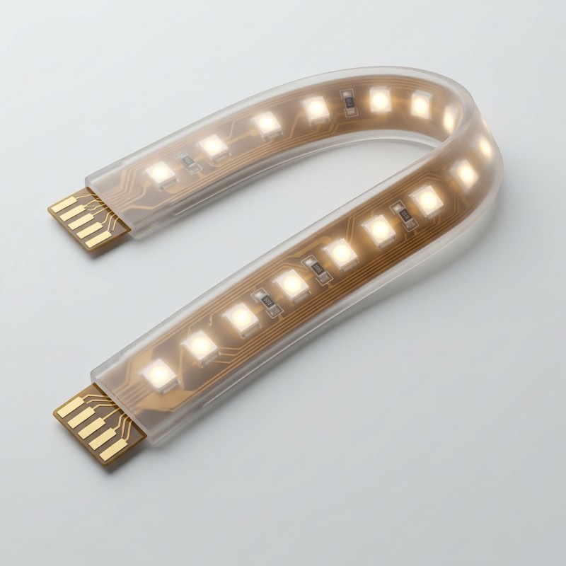 FPC LED strip assembly with a molded silicone protective layer around the flexible circuit and LED packages
