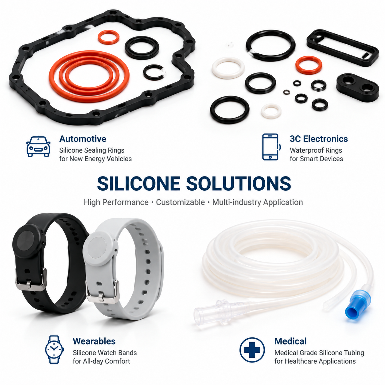 Custom Silicone Parts: Tailored Solutions for EV, 3C Electronics, and Medical Wearables