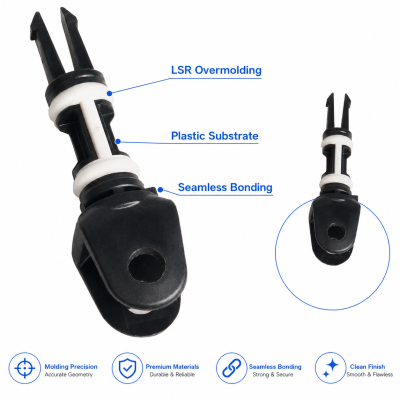 Custom LSR Overmolding Silicone Plastic Parts IP68 Seal for EV Internal Components OEM