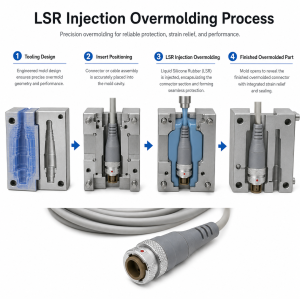 Precision Silicone Overmolded Connector Sections for Waterproof Cable Assemblies