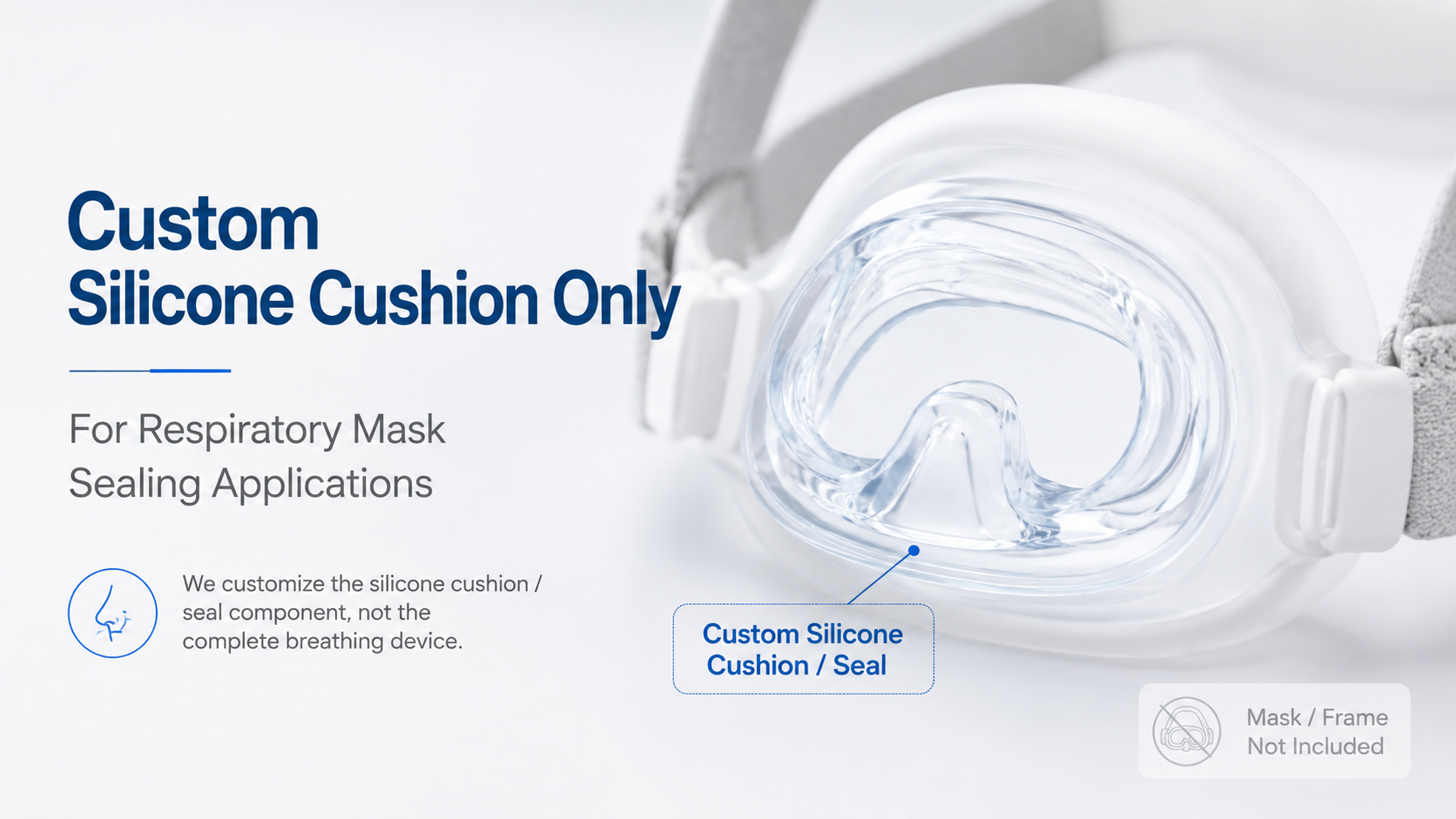 Custom silicone nasal mask cushion for respiratory device sealing