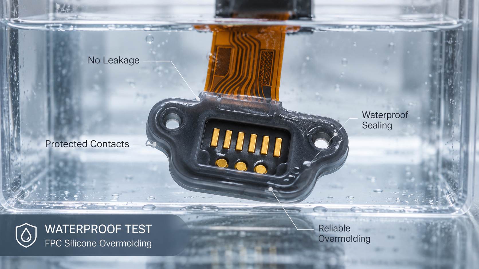 IP68 waterproof test for FPC silicone overmolding parts