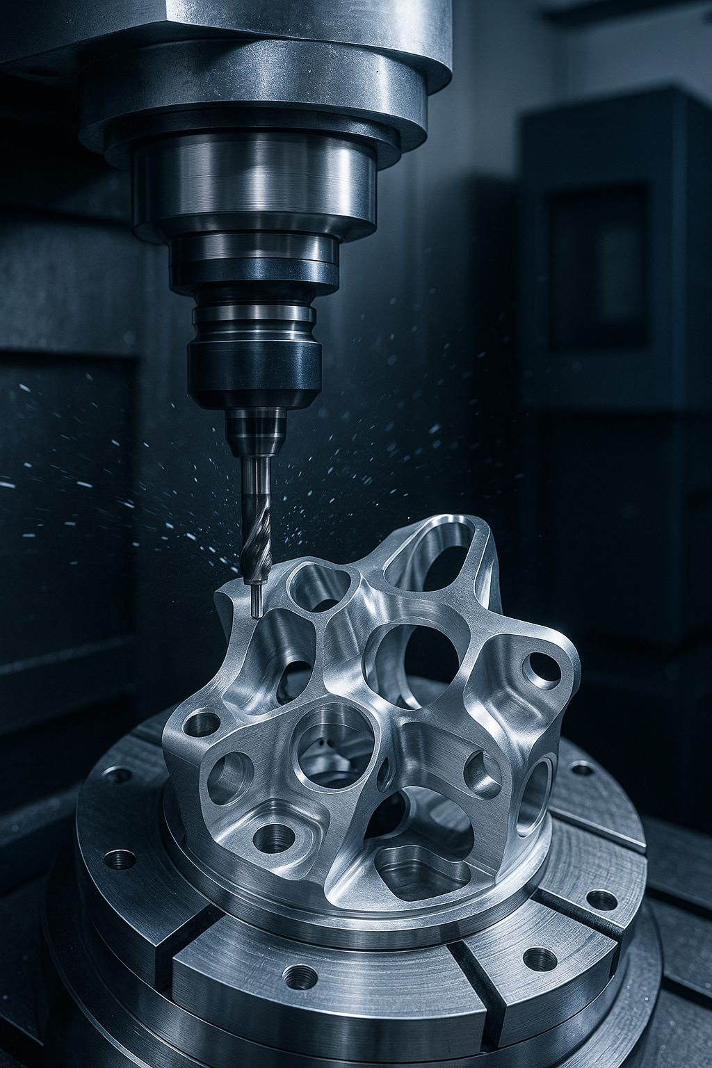 High-precision CNC machining close-up