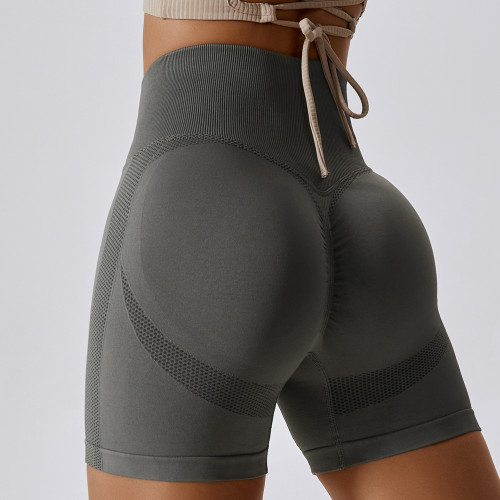 Seamless elastic force yoga shorts  fitness pants for women exercise fitness