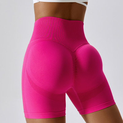 Seamless elastic force yoga shorts  fitness pants for women exercise fitness