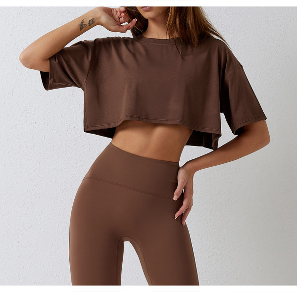 Custom cropped top | cotton with sorona cooling drop shoulder women sports tops