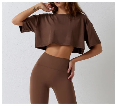 Custom cropped top | cotton with sorona cooling drop shoulder women sports tops
