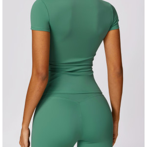 Custom Athletic Workout Tops| nylon and spandex fitness yoga compression short sleeves top