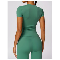 Custom Athletic Workout Tops| nylon and spandex fitness yoga compression short sleeves top