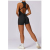 Custom yoga jumpsuits| sleeveless one piece jumpsuit shorts with zippers