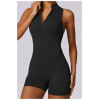 Custom yoga jumpsuits| sleeveless one piece jumpsuit shorts with zippers