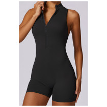 Custom yoga jumpsuits| sleeveless one piece jumpsuit shorts with zippers