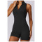 Custom yoga jumpsuits| sleeveless one piece jumpsuit shorts with zippers
