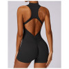 Custom yoga jumpsuits| sleeveless one piece jumpsuit shorts with zippers