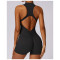 Custom yoga jumpsuits| sleeveless one piece jumpsuit shorts with zippers
