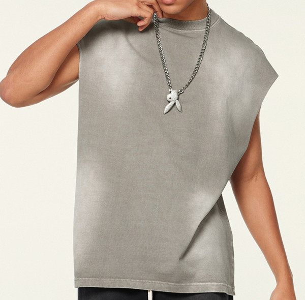 Custom workout tank top | 310GSM heavy weight 100% cotton with acid washed sleeveless gym top