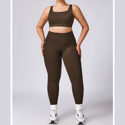 Custom 2 pieces Yoga set | Plus size nylon spandex sports bra and lggings set