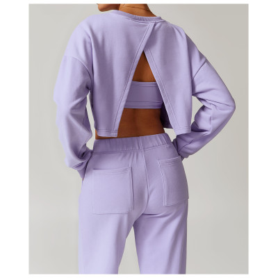 Custom Athleisure Hoodies | Loose Casual open back cotton Top