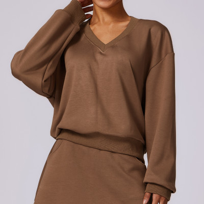 Custom V-neck Hoodies | Soft long sleeves Athleisure tops for women