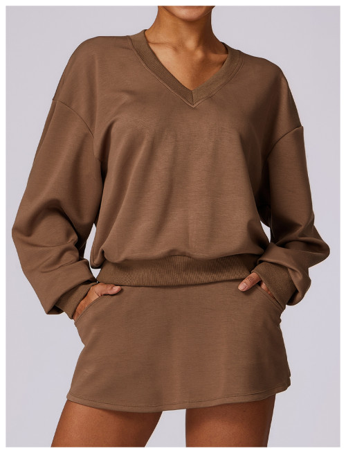 Custom V-neck Hoodies | Soft long sleeves Athleisure tops for women