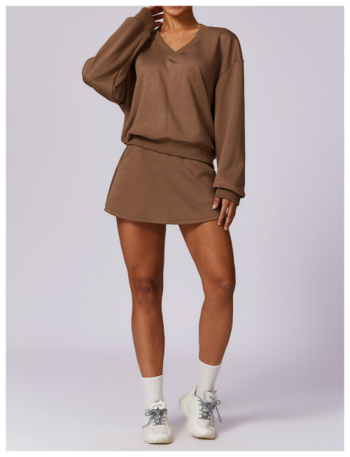 Custom V-neck Hoodies | Soft long sleeves Athleisure tops for women