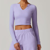 Custom Stretch Loungewear Shirt | Yoga Tight V-neck women loungewear  Top