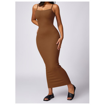 Custom Long dress | Open back Ribbed Cotton Yoga Gym Dress