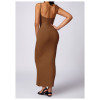 Custom Long dress | Open back Ribbed Cotton Yoga Gym Dress