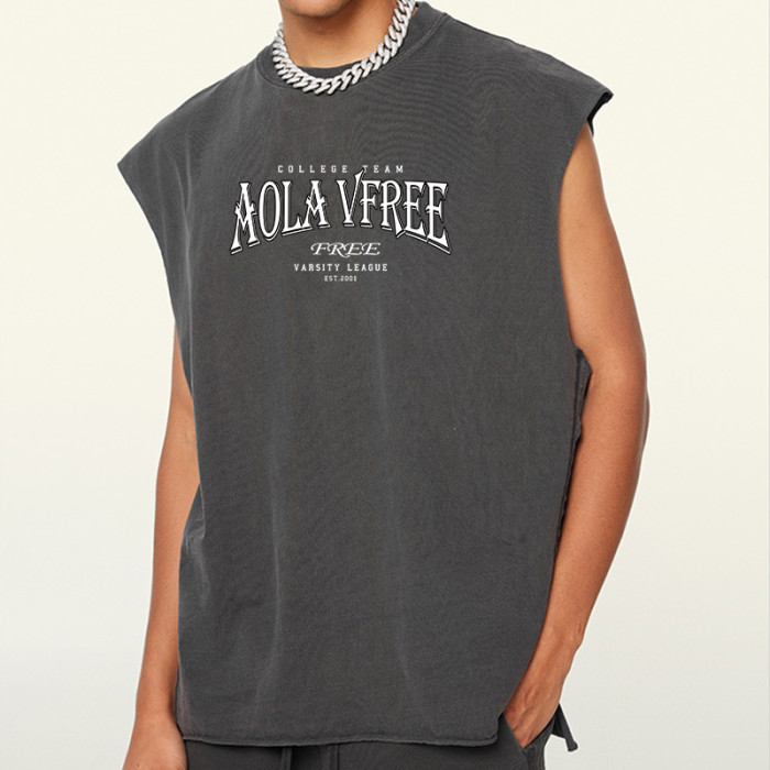 Custom Tank Top Men| High Quality Cotton Customize Gym Tank Top Men Vest Crew Neck Shirt Running