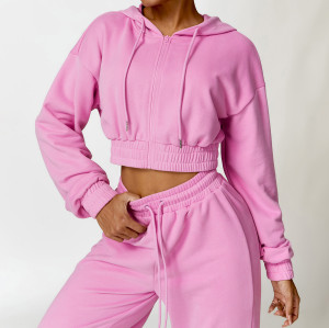 Custom Crop Top Hoodies Women | Cropped Hoodies Women Sweatshirt Jacket With Zipper Crop Hoodies