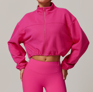 Custom Tracksuit Jacket | Sports Ladies Winter Jacket Sweatshirt Outdoor Running Drawstring Zipper