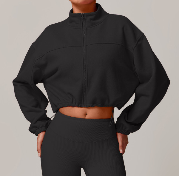 Custom Tracksuit Jacket | Sports Ladies Winter Jacket Sweatshirt Outdoor Running Drawstring Zipper