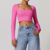 Custom Long Sleeve T Shirt | Factory Wholesale Tight Waist Slimming Sports Long Sleeve Yoga Women's