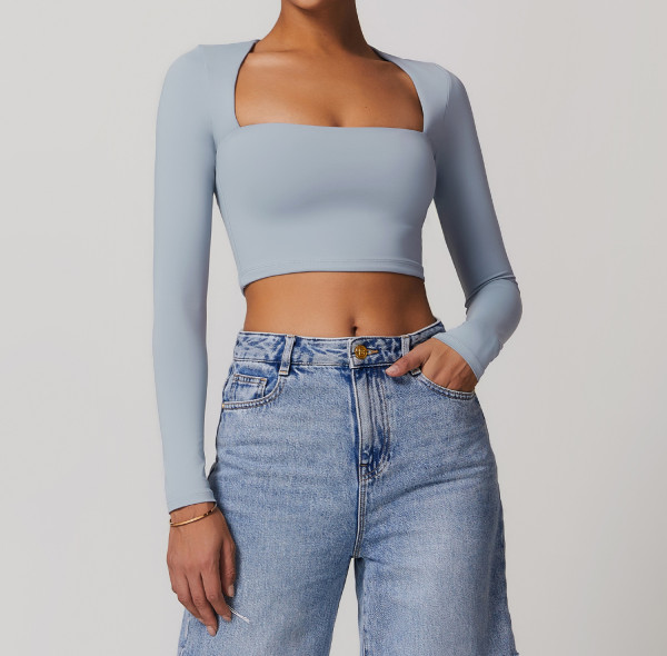 Custom Long Sleeve T Shirt | Factory Wholesale Tight Waist Slimming Sports Long Sleeve Yoga Women's